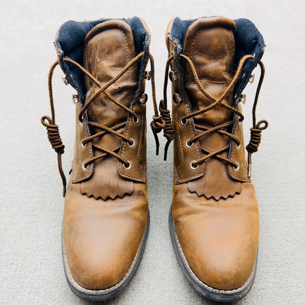 Justin Basics Lace Up Boots Womens Sz 8.5 Brown Style JBL401 Rancher & Workwear